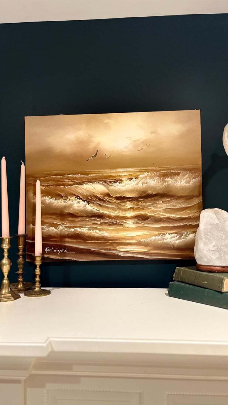Vintage Roal English Seascape Oil Painting | Original Ocean Waves Art | Signed C
